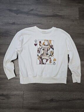 Lucky Brand Queen of Hearts Graphic Crewneck Sweatshirt Large